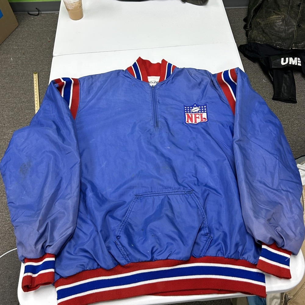 NFL Pullover Windbreaker Jacket Mens 4XL Blue Vintage Half Zip Shield Logo D1